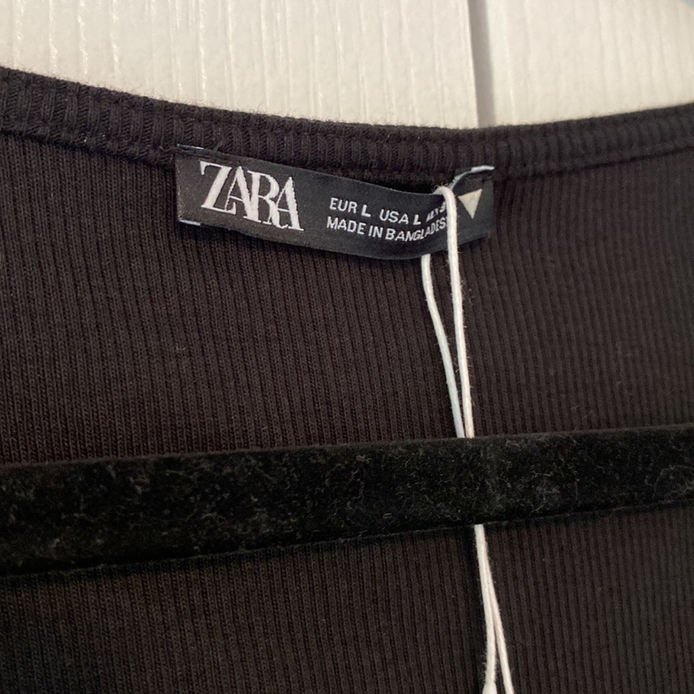 NWT Zara Black Ruched Long Sleeve Top - Picture 5 of 8